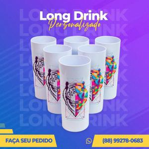 COPO LONG DRINK Acrílico branco Personalização transfer Colorido  1 lado do copo 