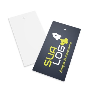 TAG PERSONALIZADA Couchê 300g 5X9cm - Impressão Laser  Laminação total frente  